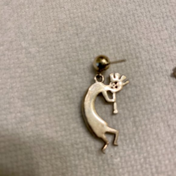Kokopelli Flute Player Multi Inlay Sterling Silver 925 Earrings - Picture 8 of 12
